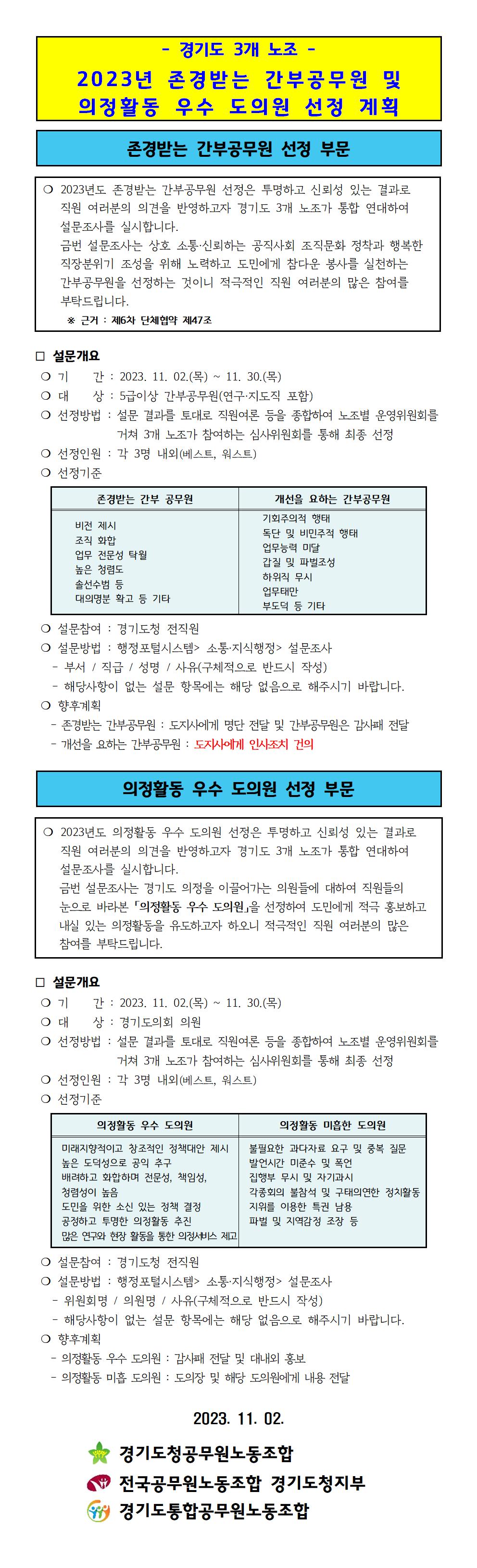 존경받는 간부공무원, 의정활동 우수도의원 선정합니다.jpg